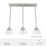 Hunter Cypress Grove 3-Light Brushed Nickel Transitional Clear Glass Linear LED Mini Hanging