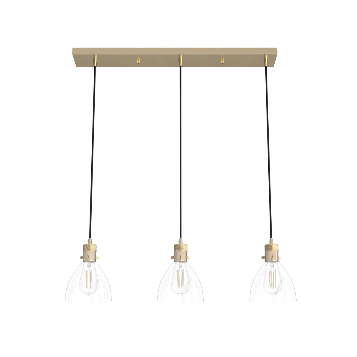 Hunter Van Nuys 3-Light Alturas Gold Transitional Clear Glass Linear LED Mini Hanging