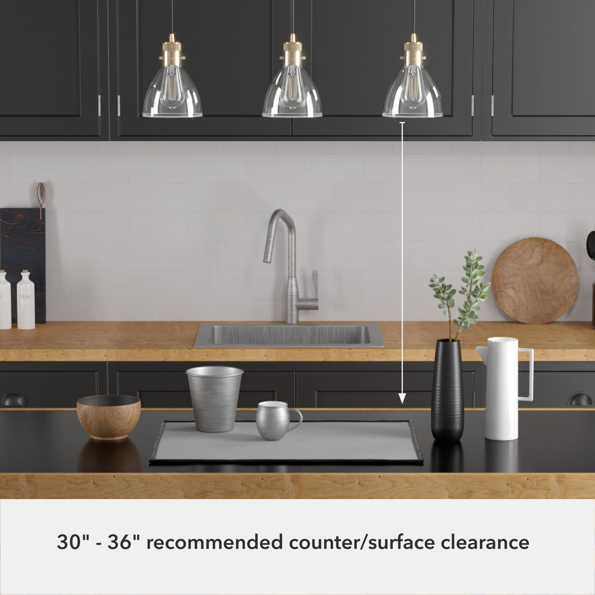 Hunter Van Nuys 3-Light Alturas Gold Transitional Clear Glass Linear LED Mini Hanging