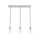Hunter Van Nuys 3-Light Brushed Nickel Transitional Clear Glass Linear LED Large Hanging