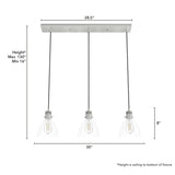 Hunter Van Nuys 3-Light Brushed Nickel Transitional Clear Glass Linear LED Large Hanging