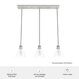 Hunter Van Nuys 3-Light Brushed Nickel Transitional Clear Glass Linear LED Large Hanging