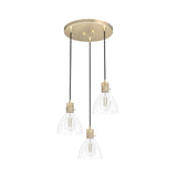 Hunter Van Nuys 3-Light Alturas Gold Transitional Clear Glass Tiered LED Mini Hanging