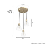 Hunter Van Nuys 3-Light Alturas Gold Transitional Clear Glass Tiered LED Mini Hanging