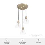 Hunter Van Nuys 3-Light Alturas Gold Transitional Clear Glass Tiered LED Mini Hanging