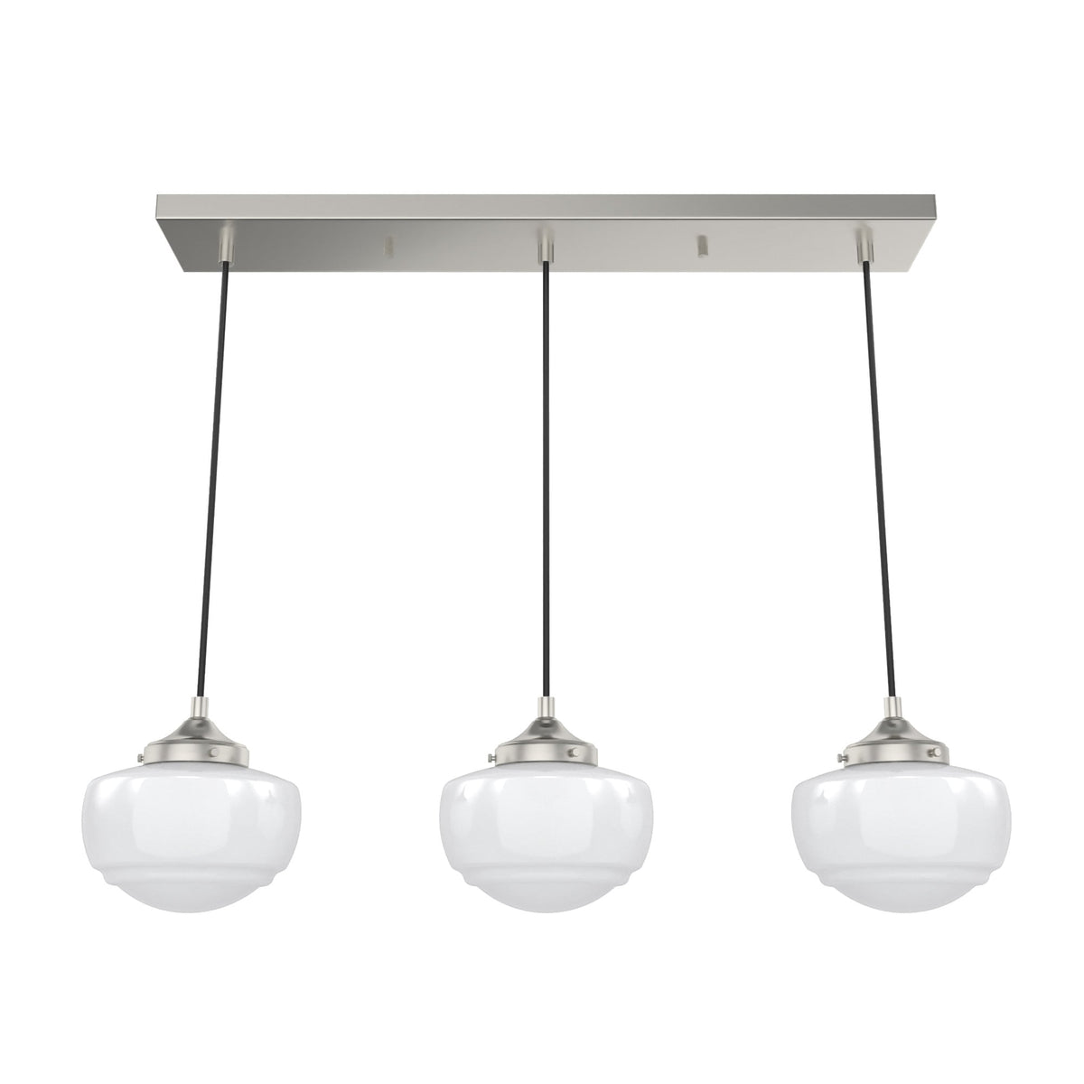 Hunter Saddle Creek 3-Light Brushed Nickel Transitional Opal Glass Linear LED Large Hanging