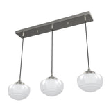 Hunter Saddle Creek 3-Light Brushed Nickel Transitional Opal Glass Linear LED Large Hanging