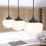Hunter Saddle Creek 3-Light Noble Bronze Transitional Opal Glass Linear LED Large Hanging