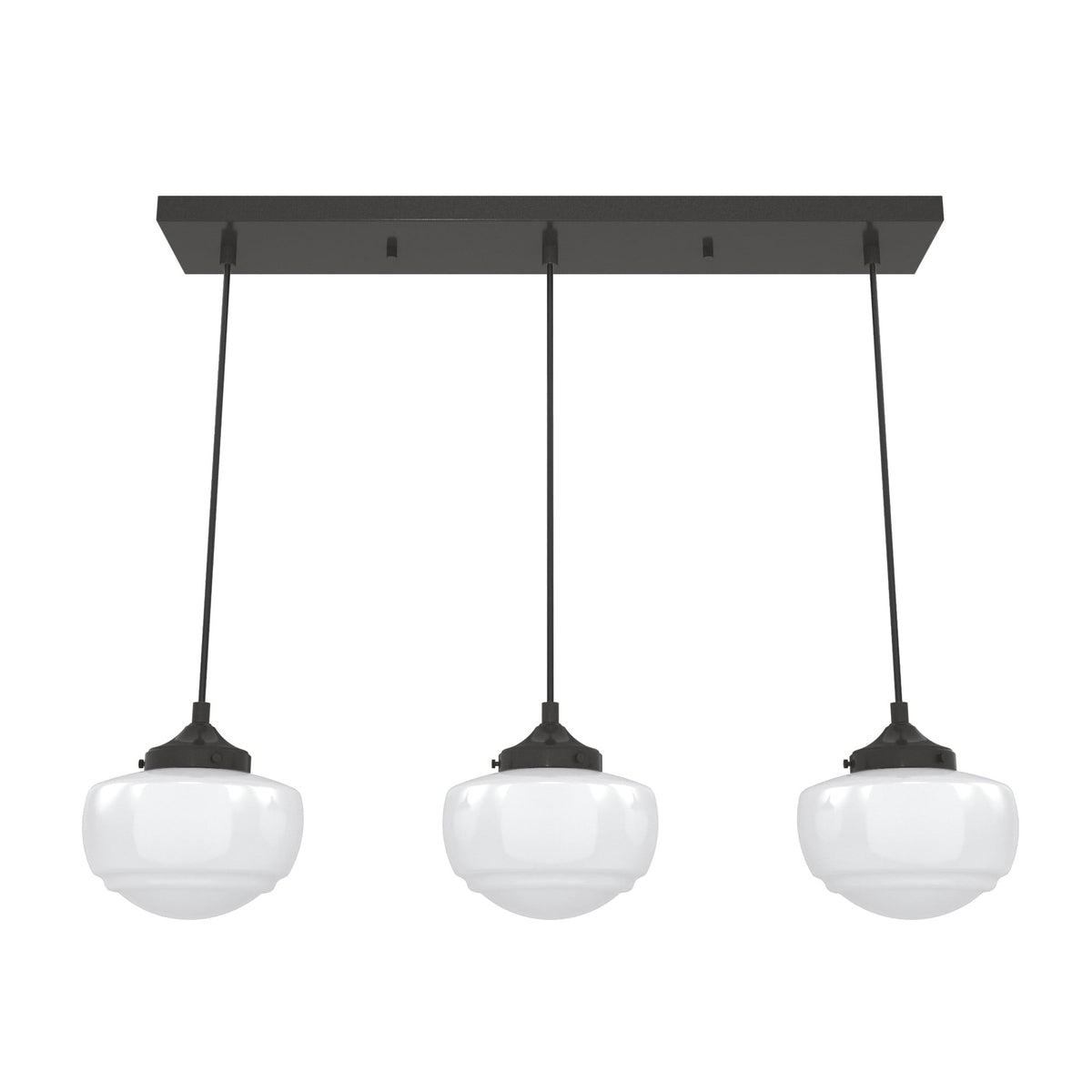 Hunter Saddle Creek 3-Light Noble Bronze Transitional Opal Glass Linear LED Large Hanging