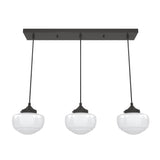 Hunter Saddle Creek 3-Light Noble Bronze Transitional Opal Glass Linear LED Large Hanging