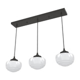 Hunter Saddle Creek 3-Light Noble Bronze Transitional Opal Glass Linear LED Large Hanging