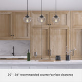 Hunter Saddle Creek 3-Light Noble Bronze Transitional Seeded Glass Linear LED Large Hanging