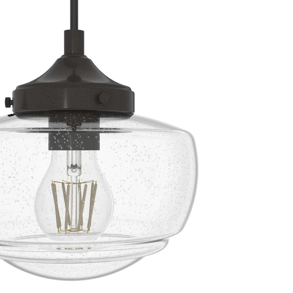 Hunter Saddle Creek 3-Light Noble Bronze Transitional Seeded Glass Linear LED Large Hanging