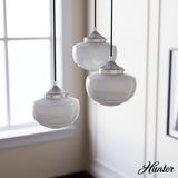 Hunter Saddle Creek 3-Light Brushed Nickel Transitional Opal Glass LED Small Hanging