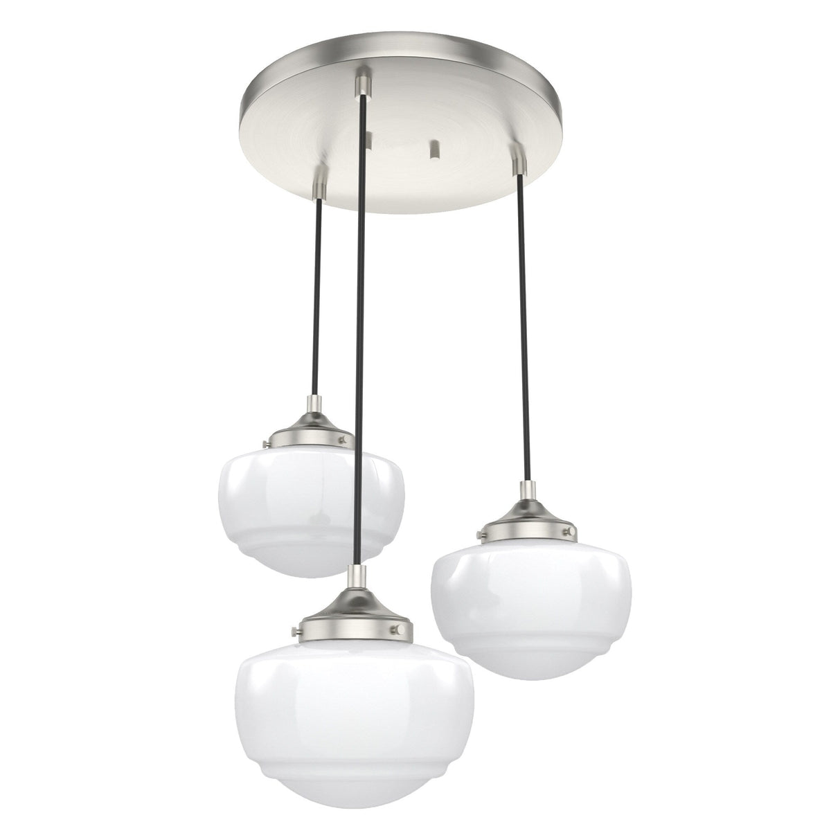 Hunter Saddle Creek 3-Light Brushed Nickel Transitional Opal Glass LED Small Hanging