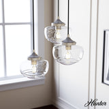 Hunter Saddle Creek 3-Light Brushed Nickel Transitional Seeded Glass LED Small Hanging
