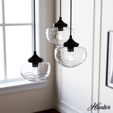 Hunter Saddle Creek 3-Light Noble Bronze Transitional Seeded Glass LED Small Hanging