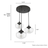 Hunter Saddle Creek 3-Light Noble Bronze Transitional Seeded Glass LED Small Hanging