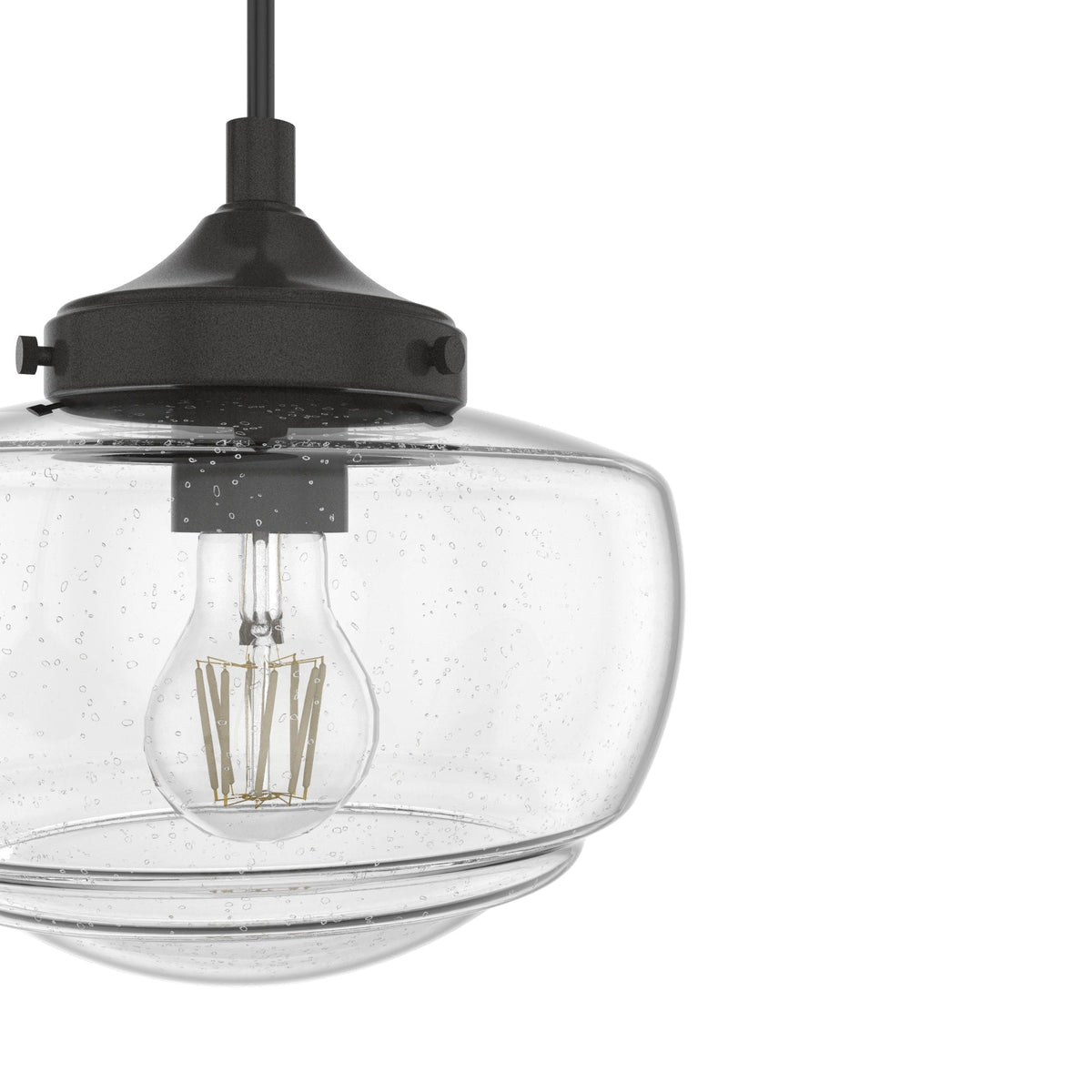 Hunter Saddle Creek 3-Light Noble Bronze Transitional Seeded Glass LED Small Hanging