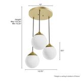 Hunter Hepburn 3-Light Painted Modern Brass Mid-century Globe LED Mini Hanging