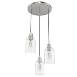 Hunter Lochemeade 3-Light Brushed Nickel Modern/Contemporary Seeded Glass Tiered LED Small Hanging