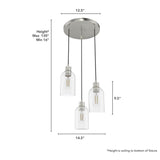 Hunter Lochemeade 3-Light Brushed Nickel Modern/Contemporary Seeded Glass Tiered LED Small Hanging