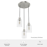 Hunter Lochemeade 3-Light Brushed Nickel Modern/Contemporary Seeded Glass Tiered LED Small Hanging