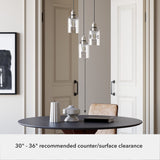 Hunter Lochemeade 3-Light Brushed Nickel Modern/Contemporary Seeded Glass Tiered LED Small Hanging