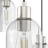 Hunter Lochemeade 3-Light Brushed Nickel Modern/Contemporary Seeded Glass Tiered LED Small Hanging