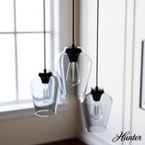 Hunter Vidria 3-Light Matte Black Modern/Contemporary Tinted Glass Tiered LED Small Hanging
