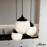 Hunter Hepburn 3-Light Matte Black Mid-century Globe LED Mini Hanging