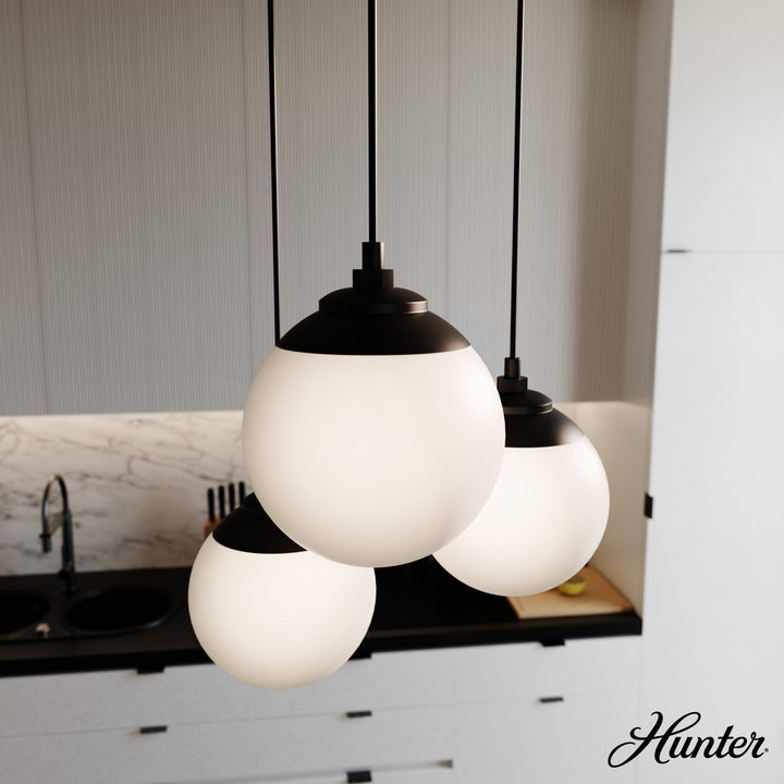 Hunter Hepburn 3-Light Matte Black Mid-century Globe LED Mini Hanging
