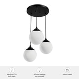 Hunter Hepburn 3-Light Matte Black Mid-century Globe LED Mini Hanging