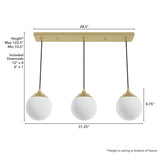 Hunter Hepburn 3-Light Painted Modern Brass Mid-century Globe LED Large Hanging