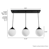Hunter Hepburn 3-Light Matte Black Glam Globe LED Large Hanging