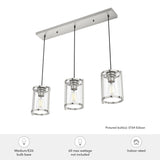 Hunter Astwood 3-Light Polished Nickel Modern/Contemporary Clear Glass Linear LED Large Hanging Chandelier
