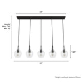 Hunter Maple Park 5-Light Noble Bronze Transitional Clear Glass Linear LED Large Hanging