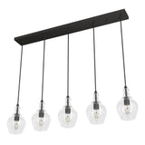 Hunter Maple Park 5-Light Noble Bronze Transitional Clear Glass Linear LED Large Hanging