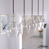 Hunter Maple Park 5-Light Brushed Nickel Transitional Clear Glass Linear LED Large Hanging