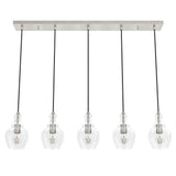 Hunter Maple Park 5-Light Brushed Nickel Transitional Clear Glass Linear LED Large Hanging