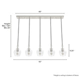 Hunter Maple Park 5-Light Brushed Nickel Transitional Clear Glass Linear LED Large Hanging