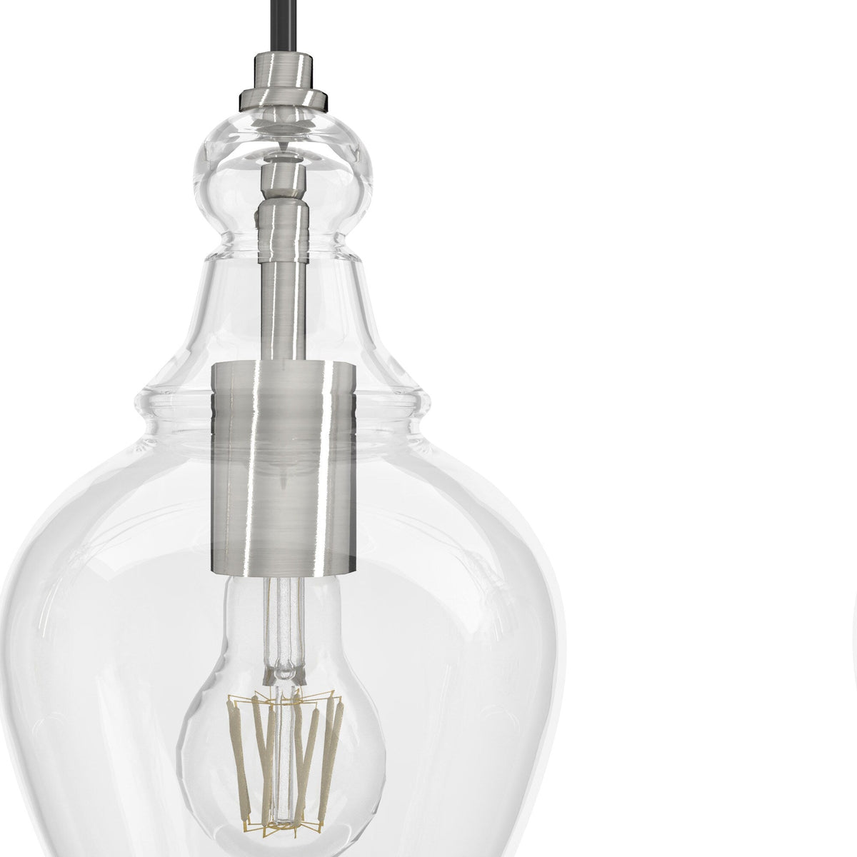 Hunter Maple Park 5-Light Brushed Nickel Transitional Clear Glass Linear LED Large Hanging