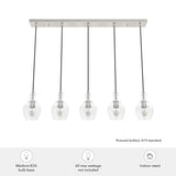 Hunter Maple Park 5-Light Brushed Nickel Transitional Clear Glass Linear LED Large Hanging