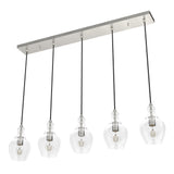 Hunter Maple Park 5-Light Brushed Nickel Transitional Clear Glass Linear LED Large Hanging