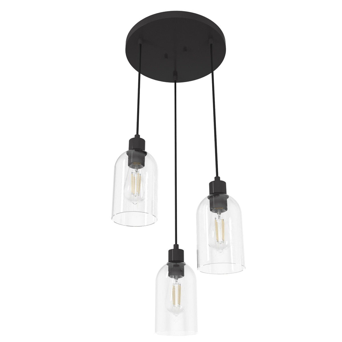 Hunter Lochemeade 3-Light Noble Bronze Modern/Contemporary Seeded Glass Tiered LED Small Hanging