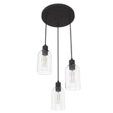 Hunter Lochemeade 3-Light Noble Bronze Modern/Contemporary Seeded Glass Tiered LED Small Hanging