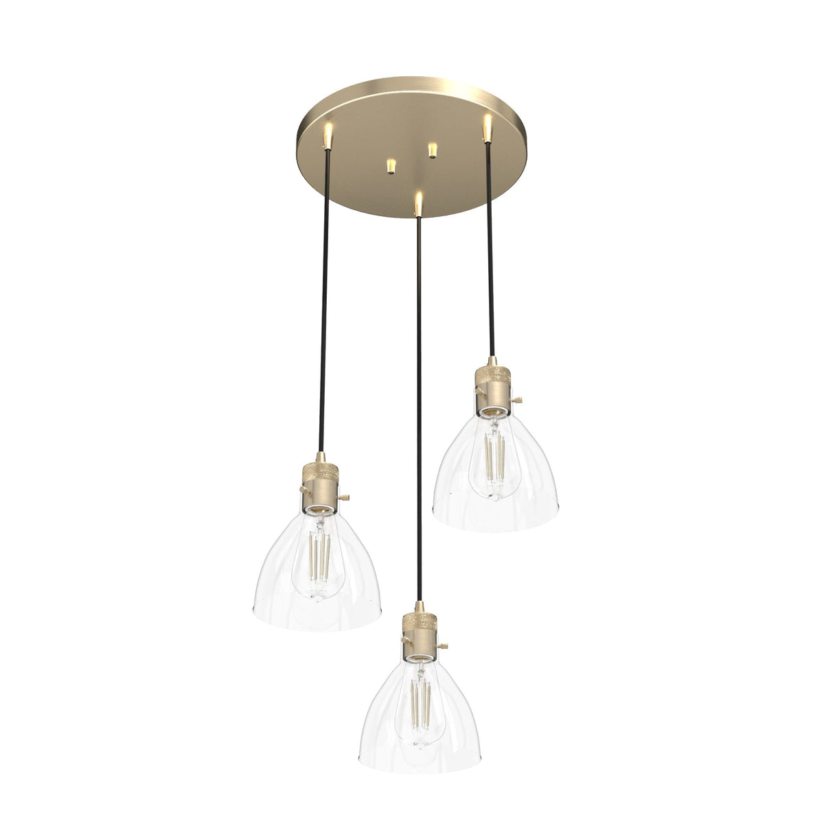 Hunter Van Nuys 3-Light Alturas Gold Transitional Clear Glass Tiered LED Mini Hanging