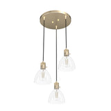 Hunter Van Nuys 3-Light Alturas Gold Transitional Clear Glass Tiered LED Mini Hanging