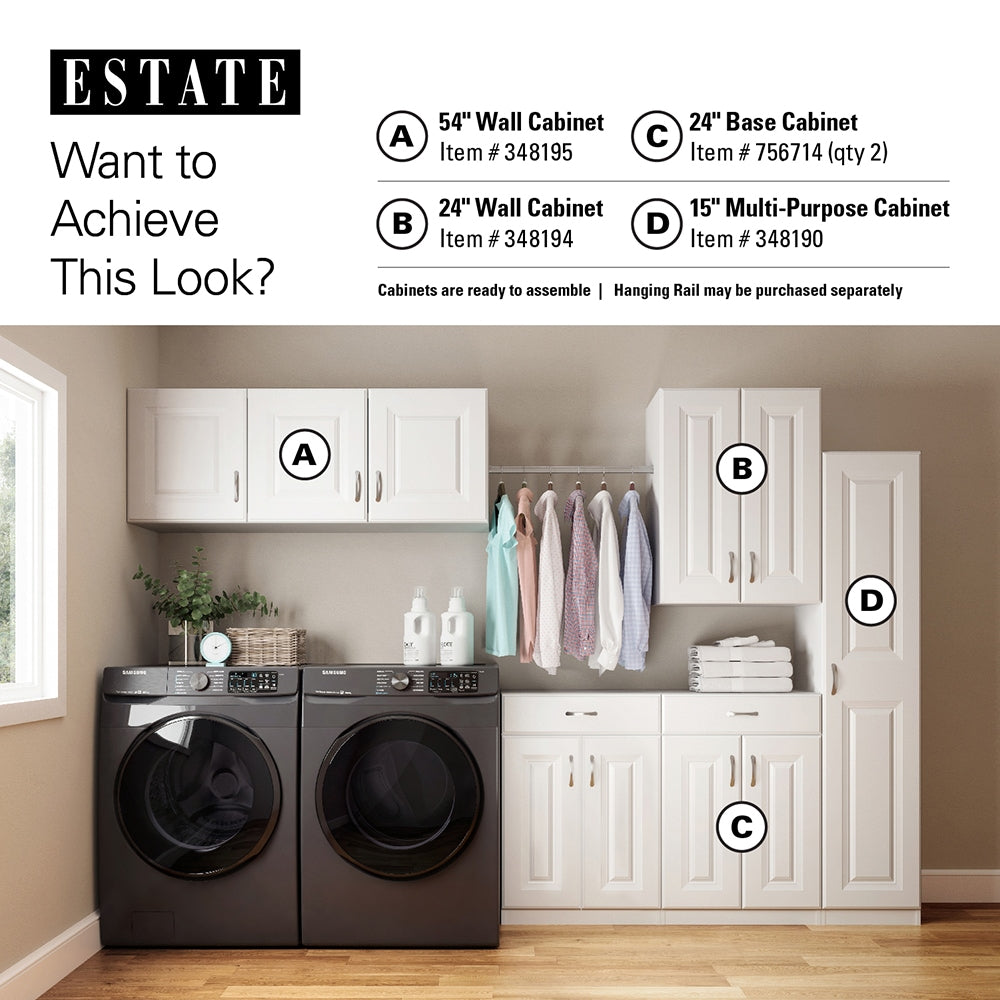 Estate 15-in W x 70.375-in H Wood Composite White Wall-mount Utility Storage Cabinet