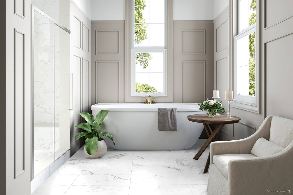Satori Statuario Matte 12-in x 24-in Matte Porcelain Marble Look Floor Tile